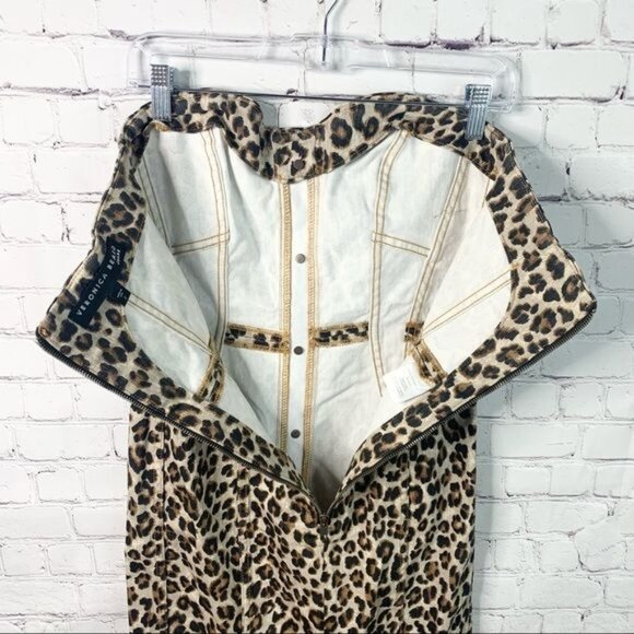 Veronica Beard Jeans Liza Leopard Denim Dress Women Black Brown 2/ XS-0373 - Picture 6 of 11